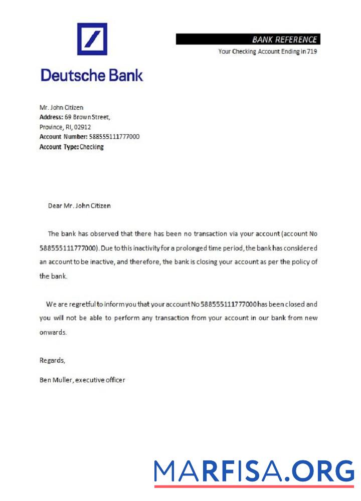 Downloadable Germany Deutsche bank closure reference sample